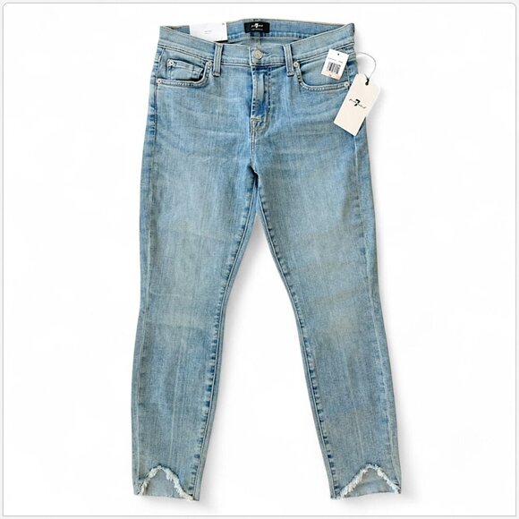 Seven 7 For All Mankind The Ankle Skinny Frayed Wave Hem in Sara NWT New 28 - Picture 2 of 5